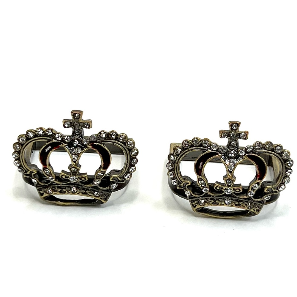 2 Pretty Rhinestone Crown Napkin Rings - Picture 2 of 6